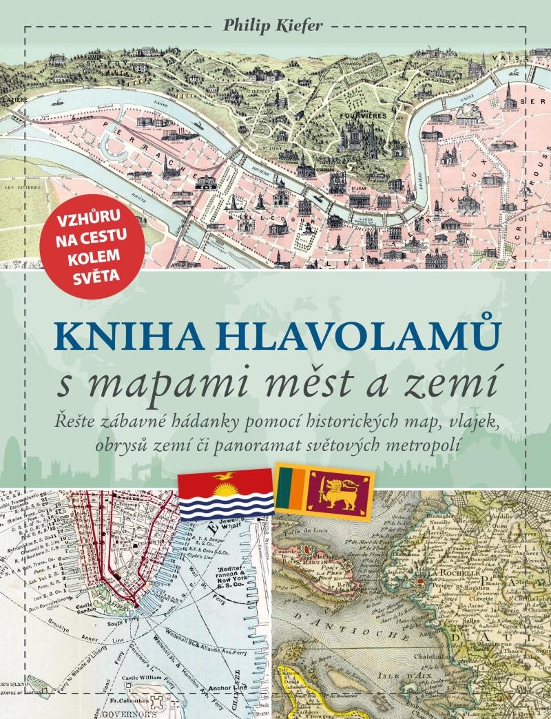 Book Kniha hlavolamů s mapami měst a zemí Philip Kiefer