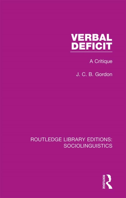 E-knjiga Verbal Deficit J. C. B. Gordon
