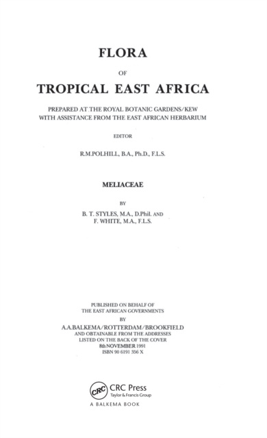 E-kniha Flora of Tropical East Africa - Meliaceae (1991) Brian Thomas Styles