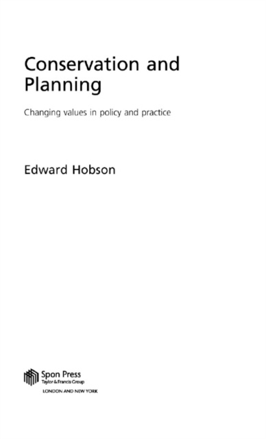 Livre numérique Conservation and Planning Edward Hobson