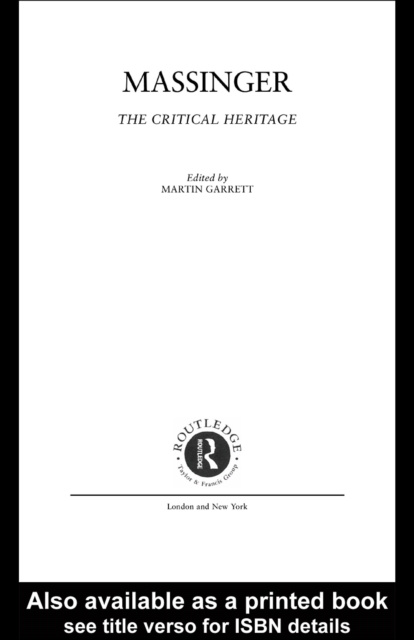 E-book Massinger Dr Martin Garrett
