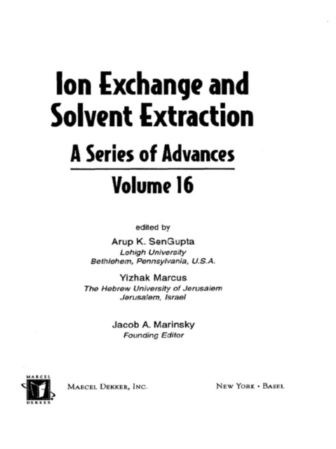 E-book Ion Exchange and Solvent Extraction Arup K. SenGupta