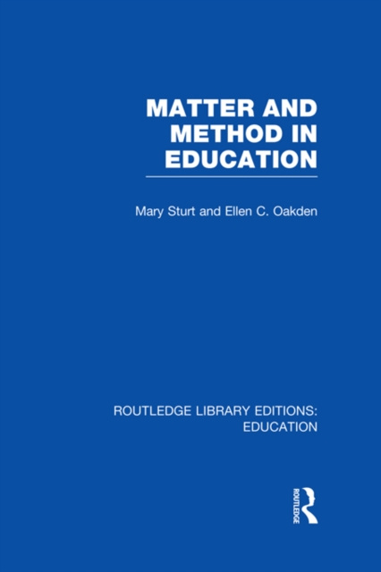 E-book Matter and Method in Education Mary Sturt