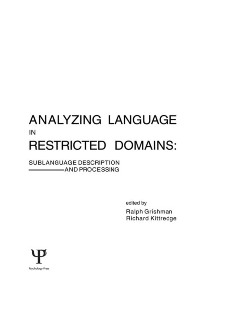 E-book Analyzing Language in Restricted Domains Ralph Grishman