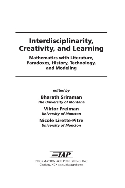 E-book Interdisciplinarity, Creativity, and Learning Bharath Sriraman