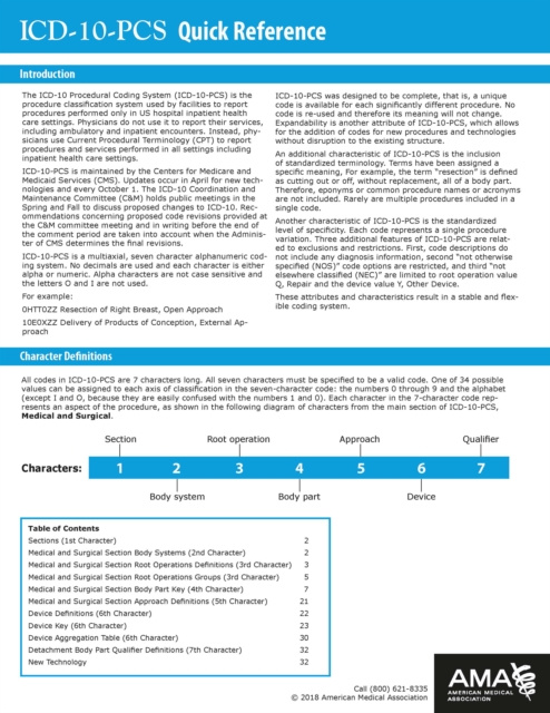 E-knjiga ICD-10-PCS Quick Reference American Medical Association