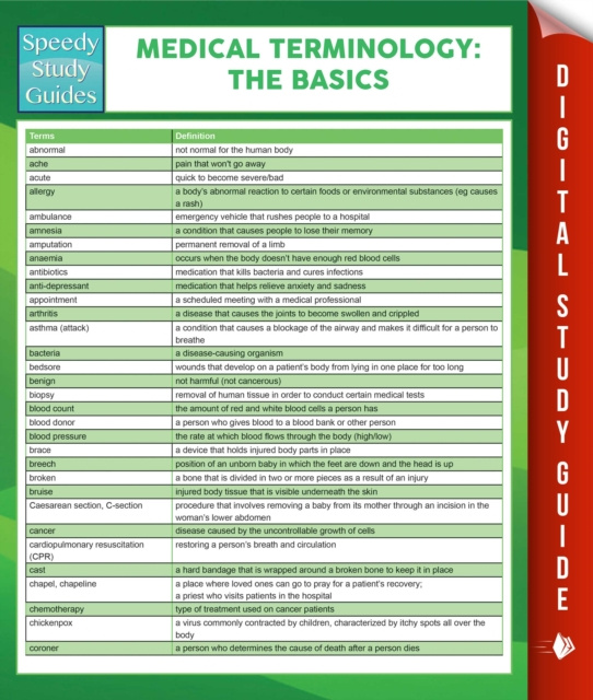 E-kniha Medical Terminology:The Basics Speedy Study Guides Speedy Publishing