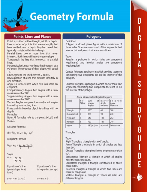 E-knjiga Geometry Formula Pamphlet Master