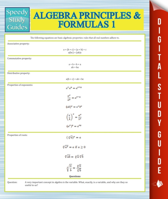 E-book Algebra Principles And Formulas 1 (Speedy Study Guides) Speedy Publishing