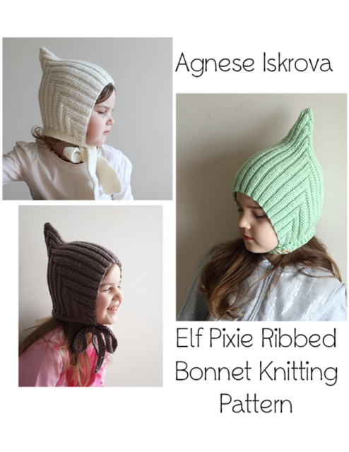 E-knjiga Elf Pixie Ribbed Bonnet Knitting Pattern Iskrova Agnese Iskrova