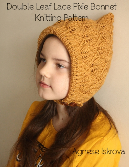 E-knjiga Double Leaf Lace Pixie Bonnet Knitting Pattern Iskrova Agnese Iskrova