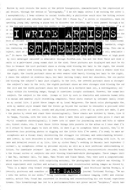 E-knjiga I Write Artist Statements Liz Sales