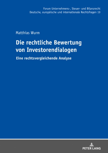 E-knjiga Die rechtliche Bewertung von Investorendialogen Wurm Matthias Wurm