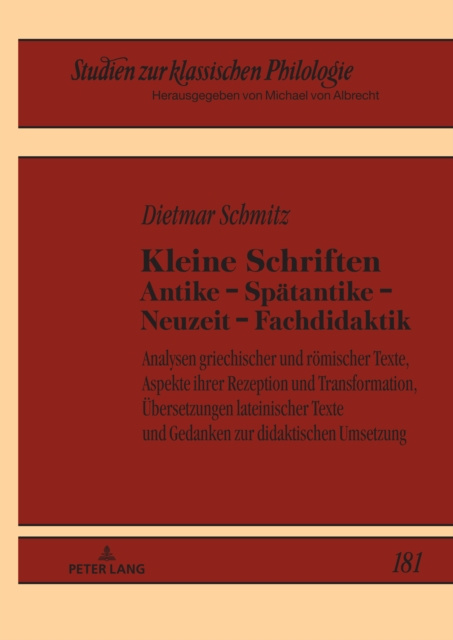 E-kniha Kleine Schriften Antike - Spaetantike - Neuzeit - Fachdidaktik Schmitz Dietmar Schmitz