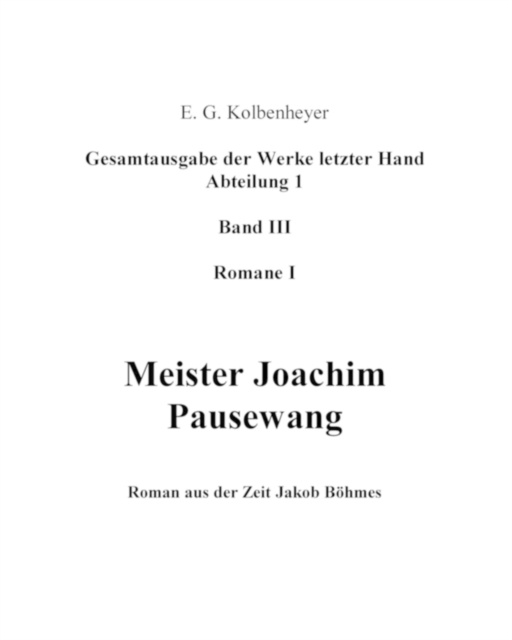 E-knjiga Meister Joachim Pausewang Erwin Guido Kolbenheyer