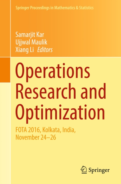 E-book Operations Research and Optimization Samarjit Kar