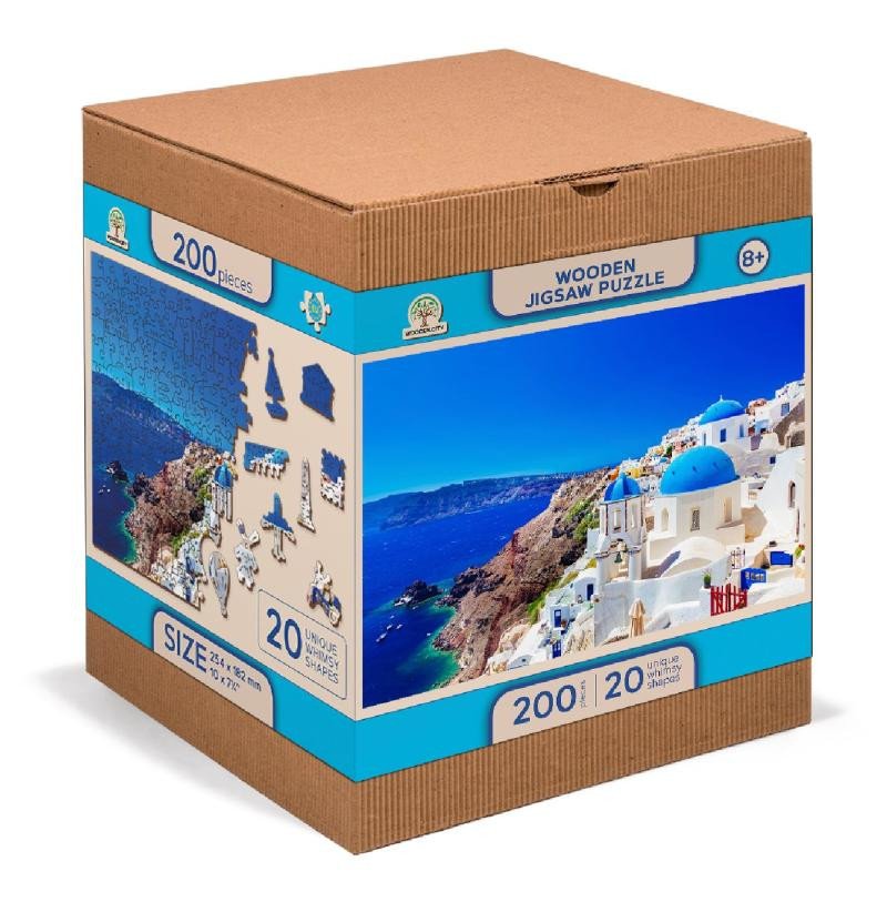 Joc / Jucărie Wooden City Puzzle 2v1 Řecko - Santorini 200 dílků 