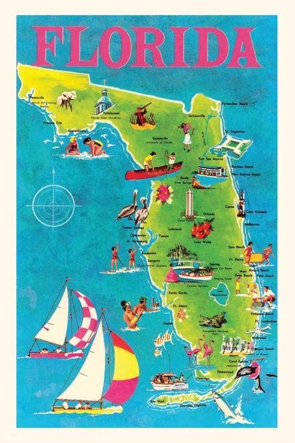 Carte Vintage Journal Map of Florida 