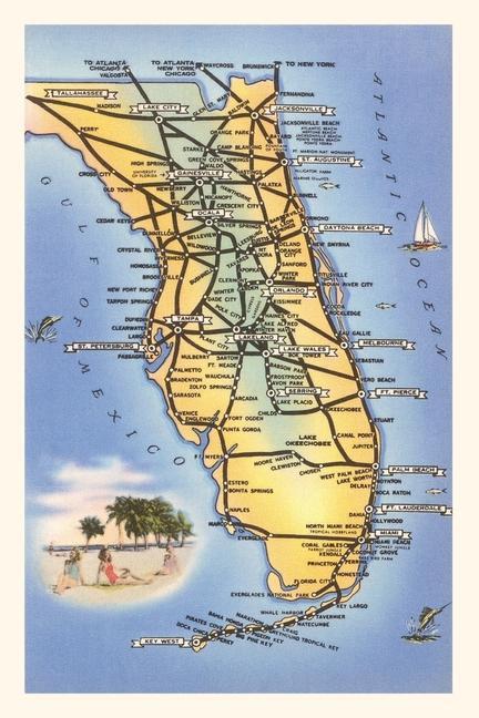 Kniha Vintage Journal Map of Florida 