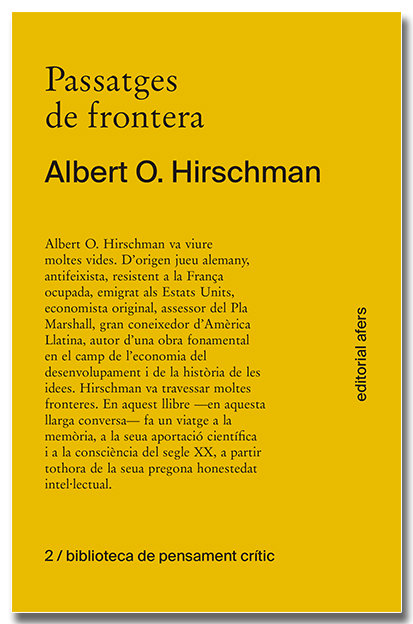 Buch Passatges de frontera HIRSCHMAN