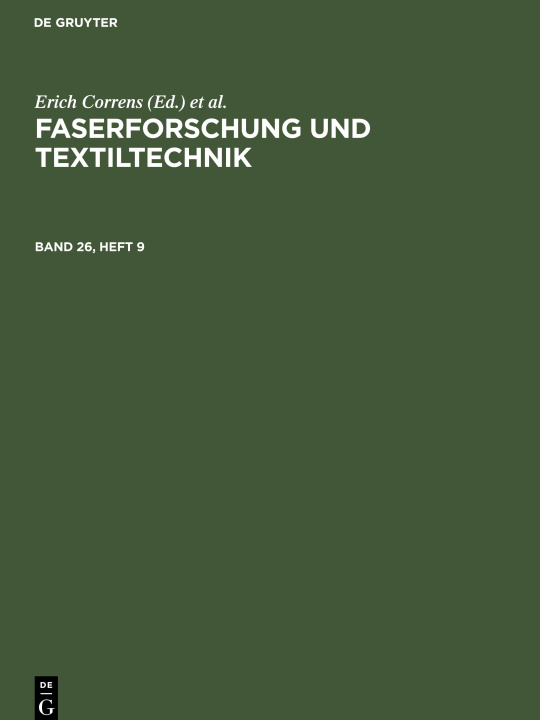 Βιβλίο Faserforschung und Textiltechnik, Band 26, Heft 9, Faserforschung und Textiltechnik Band 26, Heft 9 Walter Frenzel