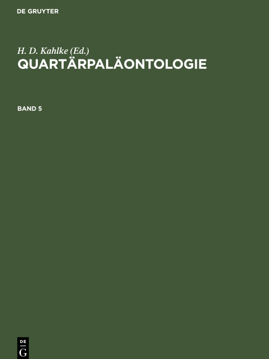 Książka Quartärpaläontologie, Band 5, Quartärpaläontologie Band 5 