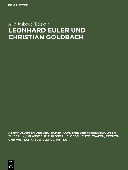 Kniha Leonhard Euler und Christian Goldbach E. Winter