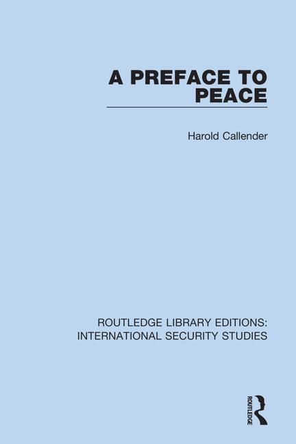 Knjiga Preface to Peace Harold Callender