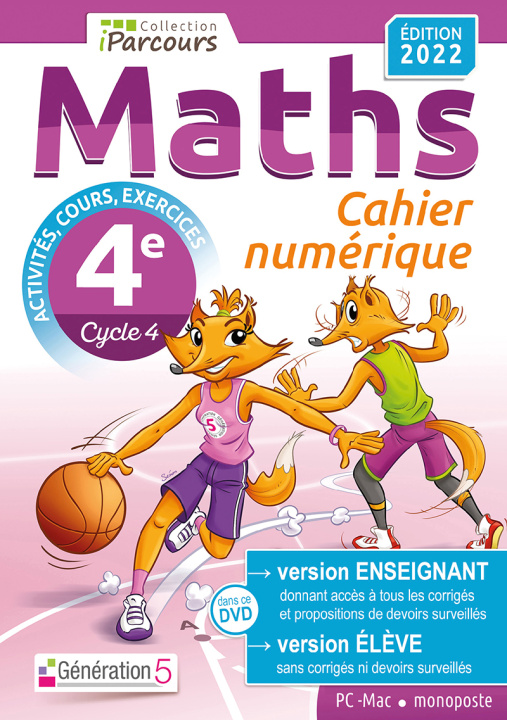 Digital Cahier numérique iParcours Maths 4e (DVD enseignant monoposte) 2022 HACHE