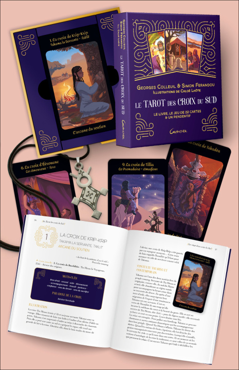 Könyv LE TAROT DES CROIX DU SUD - COFFRET - LE LIVRE, LE JEU DE 22 CARTES & UN PENDENTIF Colleuil