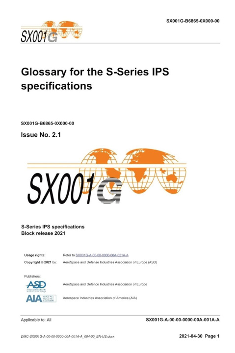 Knjiga SX001G, Glossary for the S-Series IPS specifications, Issue 3.0 ASD