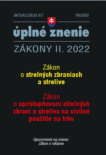 Kniha Aktualizácia II/7 2022 – Strelné zbrane a strelivo 