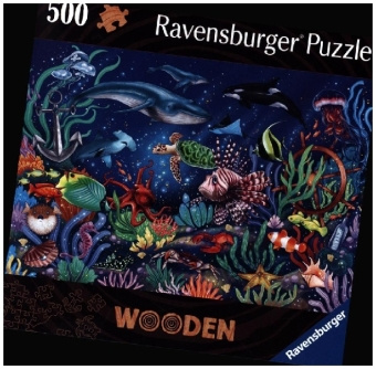 Gra/Zabawka Ravensburger Puzzle 17515 - Unten im Meer - 500 Teile Holzpuzzle für Kinder und Erwachsene ab 14 Jahren, mit stabilen, individuellen Puzzleteilen und 