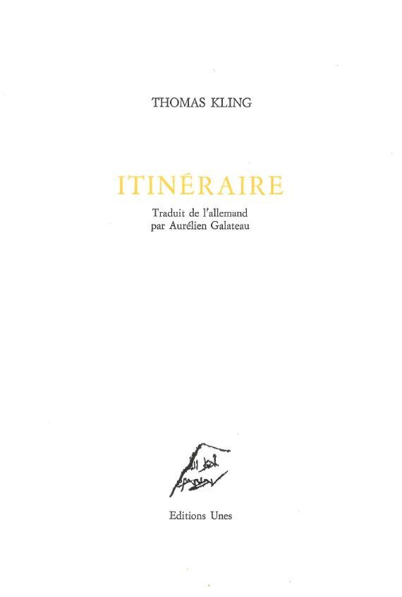 Buch Itinéraire Thomas Kling