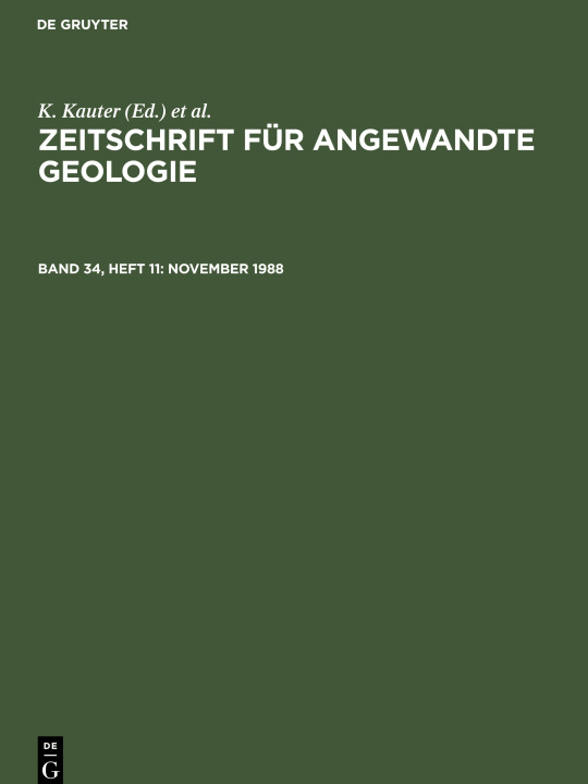 Kniha Zeitschrift für Angewandte Geologie, Band 34, Heft 11, November 1988 F. Stammberger