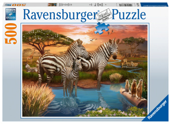 Hra/Hračka Ravensburger Puzzle 17376 Zebras am Wasserloch - 500 Teile Puzzle für Erwachsene und Kinder ab 12 Jahren 