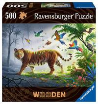 Game/Toy Ravensburger Puzzle 17514 - Tiger im Dschungel - 500 Teile Holzpuzzle mit stabilen, individuellen Puzzleteilen und kleinen Holzfiguren (Whimsies), für 