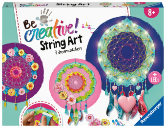 Joc / Jucărie Ravensburger 18235 String Art Maxi:Dreamcatcher, String Art Bastelset für Kinder ab 8 Jahren, Kreative Traumfänger mit LEDs 