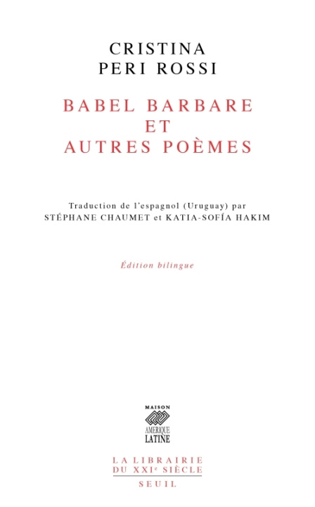 Carte Babel barbare et autres poèmes Cristina Peri Rossi