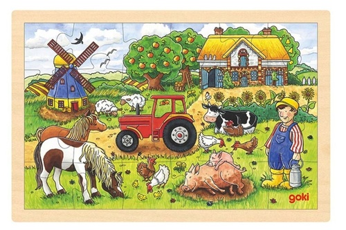 Hra/Hračka Dřevěné puzzle Farma pana Millera 24 dílků goki
