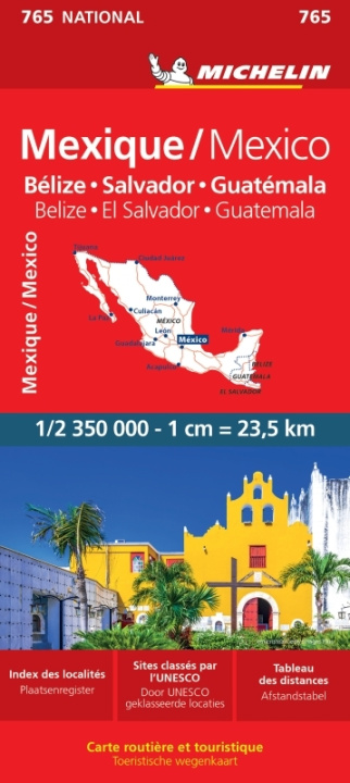 Kniha Carte Mexique Michelin. Bélize, Salvador, Guatémala 
