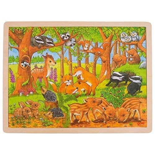 Hra/Hračka Dřevěné puzzle Zvířecí mláďátka v lese 48 dílků 