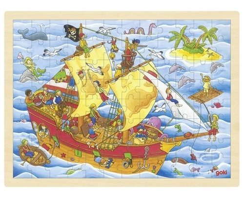 Hra/Hračka Dřevěné puzzle Piráti 96 dílků 