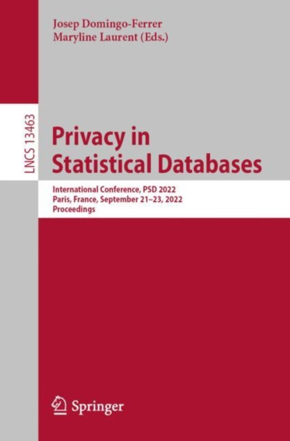 E-kniha Privacy in Statistical Databases Josep Domingo-Ferrer