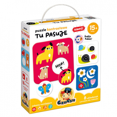 Βιβλίο CzuCzu. Puzzle kontrastowe. Tu pasuje 15 mies.+ 