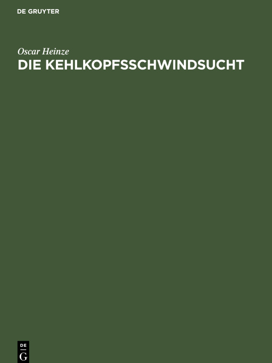 Kniha Die Kehlkopfsschwindsucht 