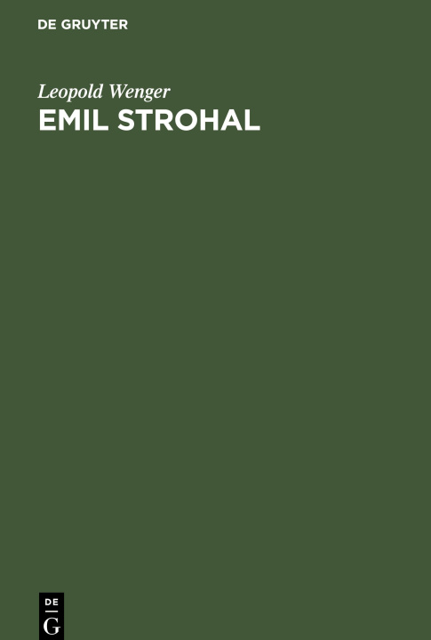 Knjiga Emil Strohal Leopold Wenger