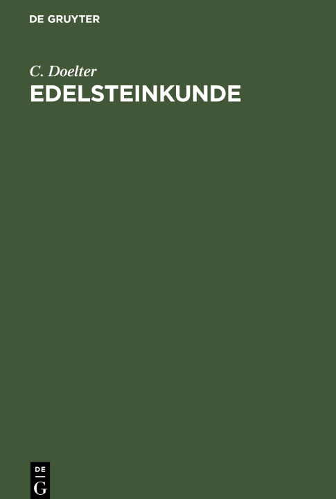 Book Edelsteinkunde C. Doelter