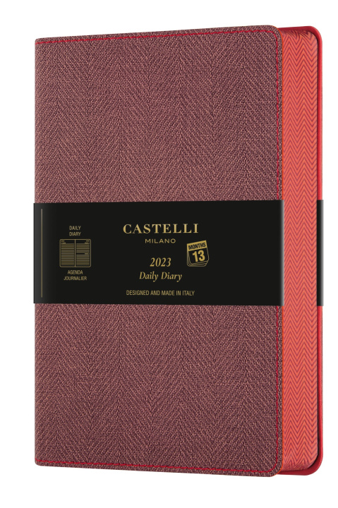 Knjiga Agenda 2023 journalier grand format Harris maple red CASTELLI