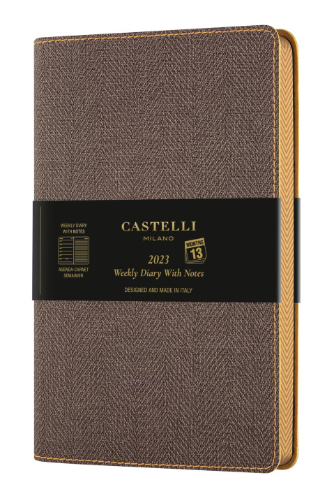 Knjiga Agenda 2023 semainier grand format Harris tobacco brown CASTELLI